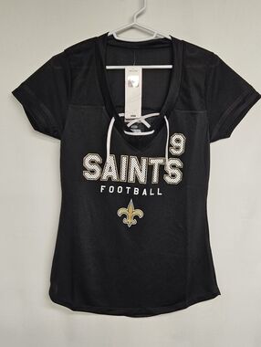 New Orleans Saints Small NWT Tie Top  Drew Brees Black And Gold